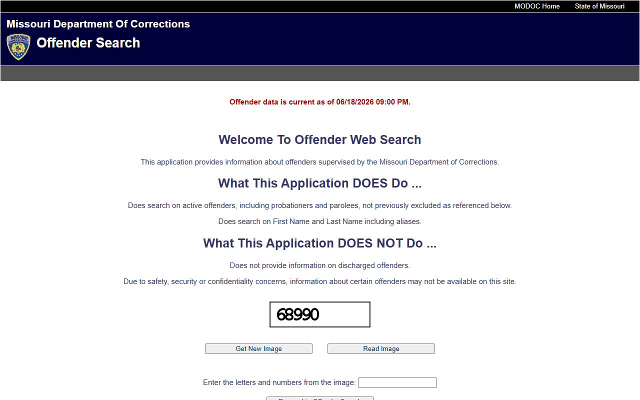 Missouri DOC offender search for Jasper County inmate lookup